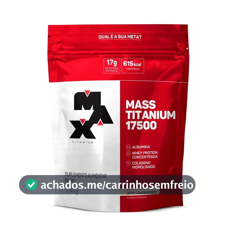 Suplemento em pó Max Titanium Mass Titanium Refil 17500 carboidratos Mass Titanium Refil 17500 sabor leite condensado em sachê de 1.4kg