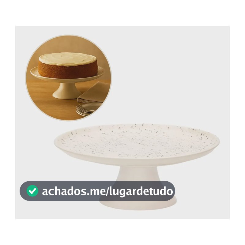 Prato Para Bolo Boleira De Cerâmica Com Pé Chuvisco Oxford