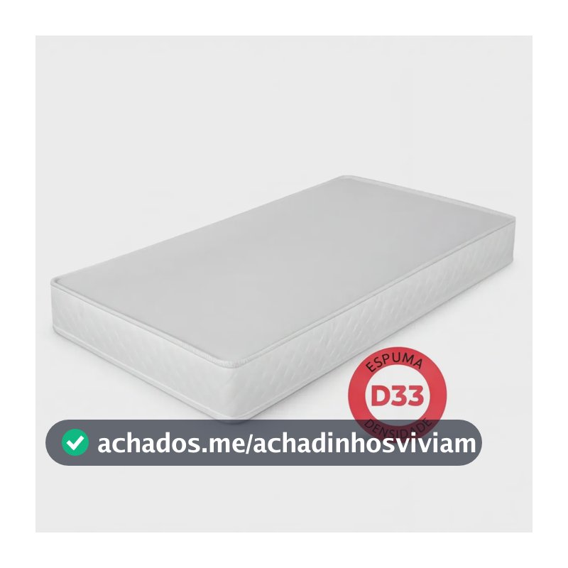 Colchão Solteiro Espuma D33 Conforto e Durabilidade 188x88x12 Confortável Premium Resistente Antiácaro Macio e Resistente