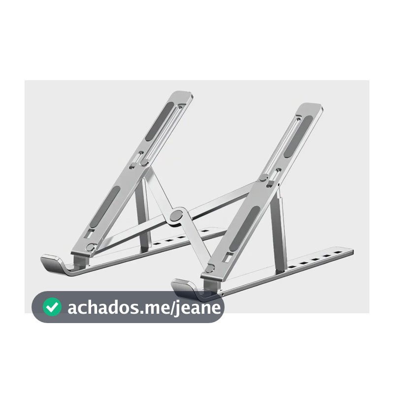 Suporte Para Notebook Ergonômico Dobrável Portátil Alumínio Prata 17 Polegadas