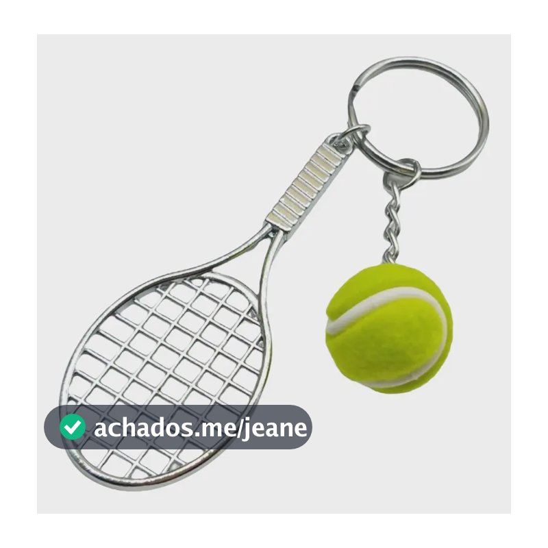 Chaveiro Pingente Mini Raquete De Tênis Com Bolinha