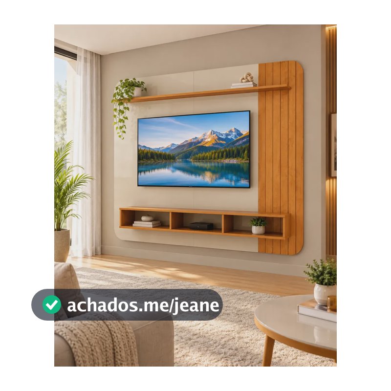 Hack Painel Ripado Linea Tv 55 Polegada Sala Decoracao Rack Naturele - Off White