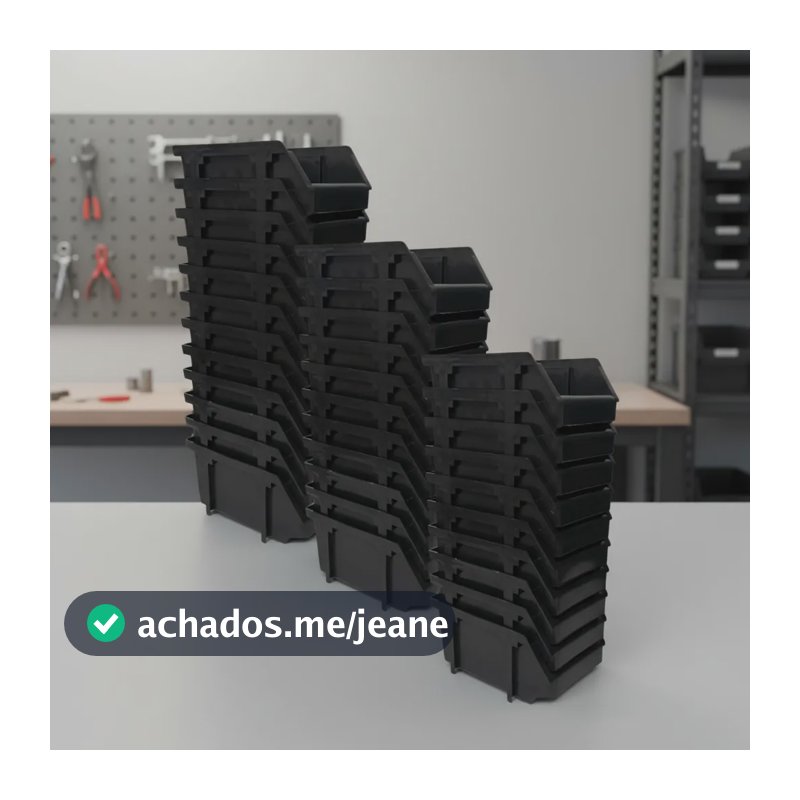 Kit 30 Caixa Bin N3 Organizadora Almoxarifado Loja Preto