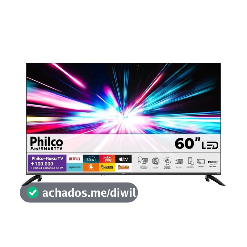 Smart TV Philco 60" P60VIK 4K UHD LED Roku Dolby Audio Wi-Fi HDR10