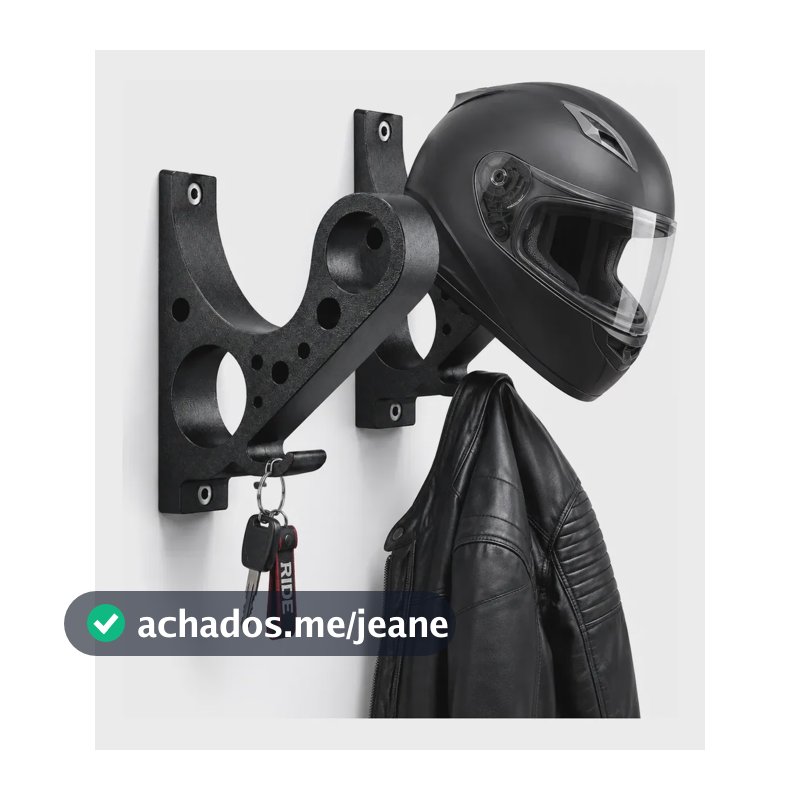 Kit 02 Suporte Pendurar Capacete Acessório Chave Parede Fixo Preto