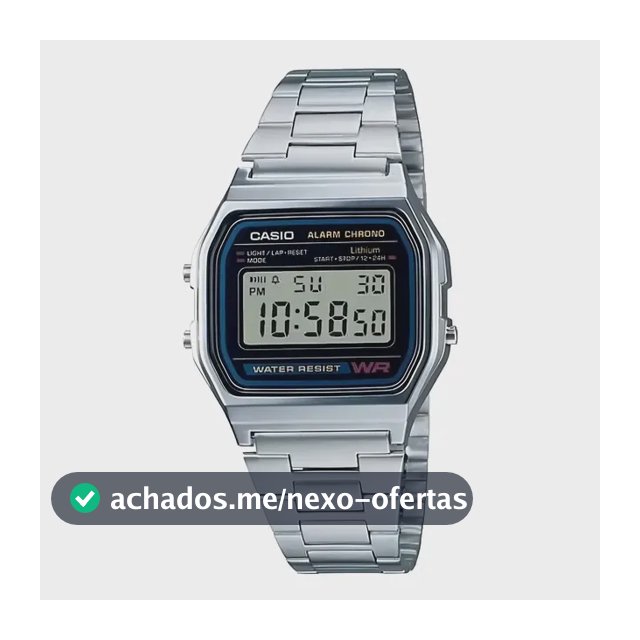 Relógio Unissex Casio Digital Esportivo A158wa-1df Prata Retrô Vintage Pulseira em Aço Inoxidável