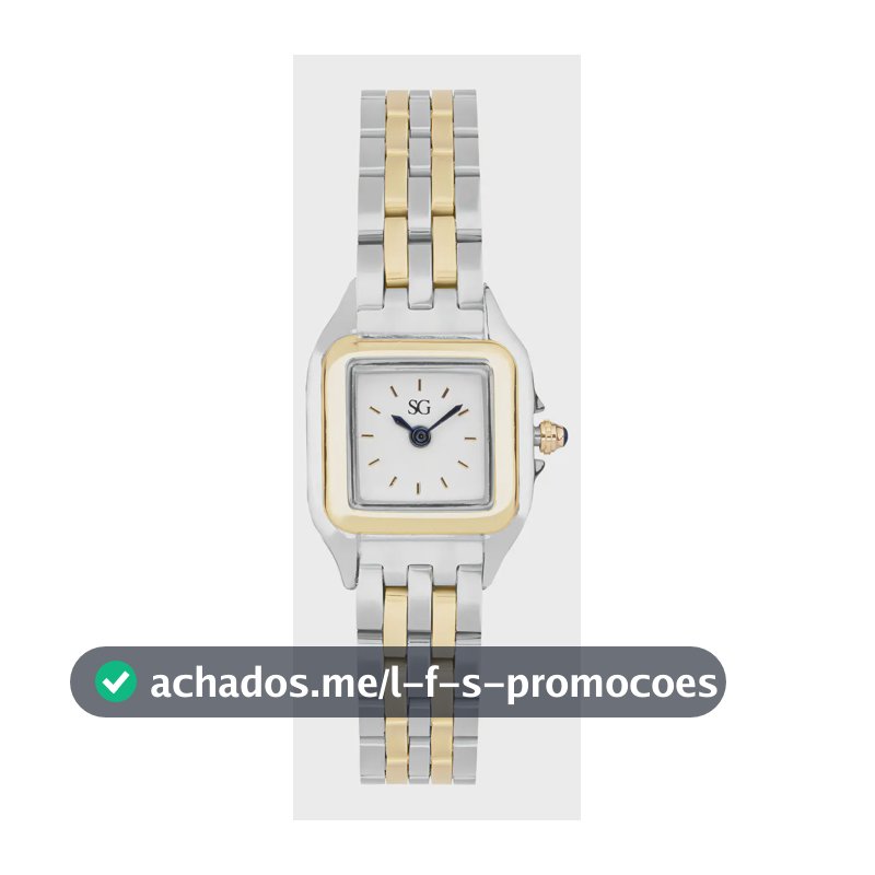Relógio Feminino Quadrado Dourado e Prata Boxy Bicolor Gold Fundo Branco