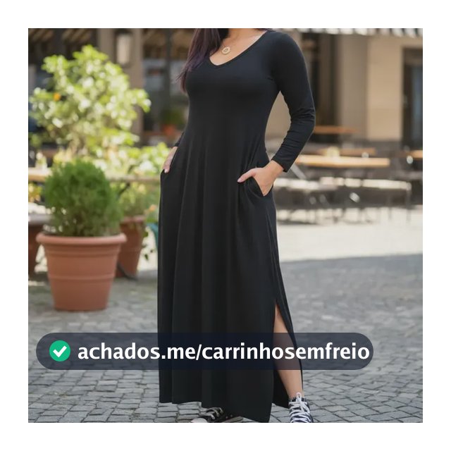 Vestido Gola V Manga Longa