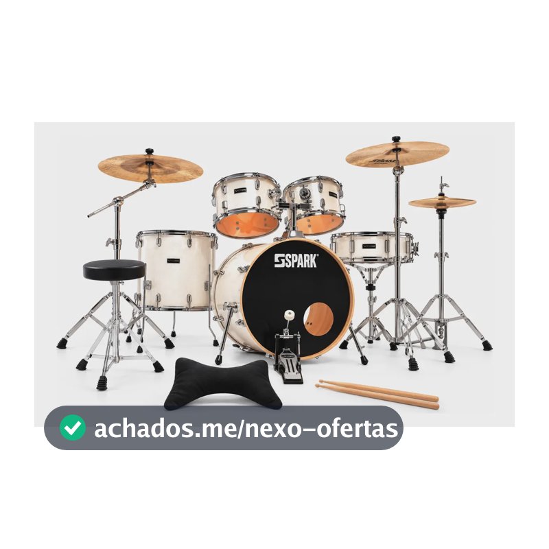 Bateria Vox Profissional Spark Musical Branco Sparkle Perolado