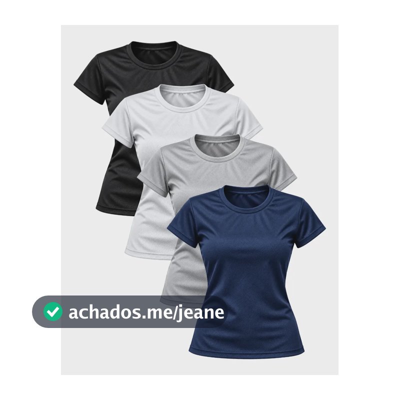 Kit 4 Camiseta Dry Fit Feminino Fitness Academia Corrida Preto/branco/marinho/cinza Gg