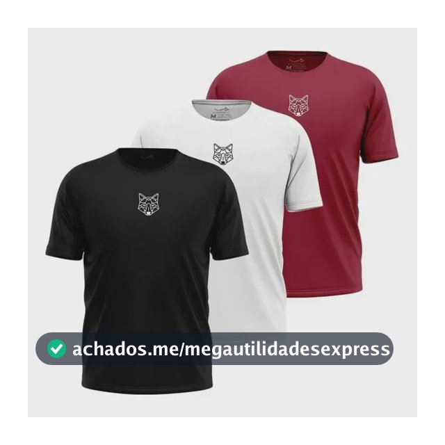 Kit 3 Camisetas Masculina Dry Alpha Lobo Geométrico