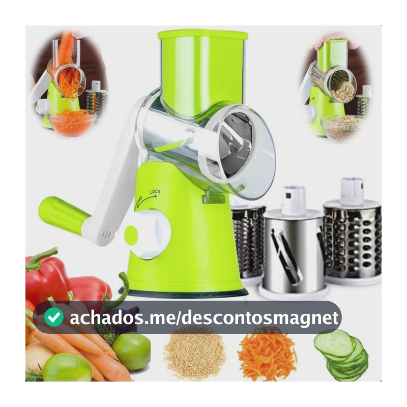 Cortador Ralador Fatiador De Legumes Mandoline 3 Lâminas Processador Manual Giratório Multiuso Triturador para Cozinha Vegetais Queijos Alimentos Frutas Moderna Mix