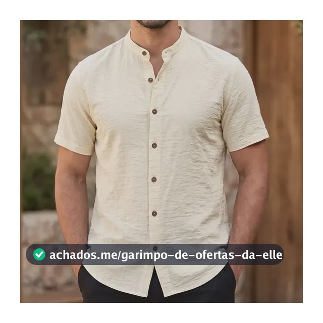 Camisa Gola Padre Masculina Manga Curta Social Verão Festa