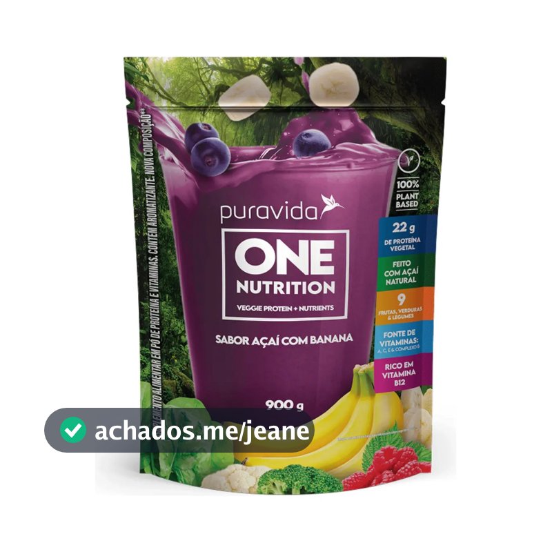 Puravida One Nutrition Vegan Açaí e Banana 900g
