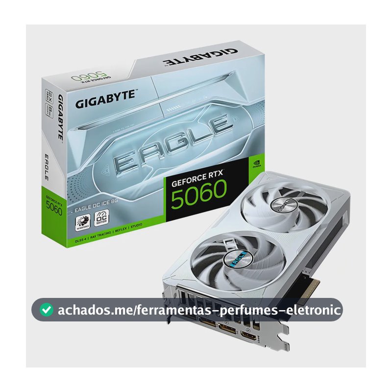 Placa De Vídeo Gigabyte Rtx 5060 Eagle Ice Oc 8gb Gdrr7 128b
