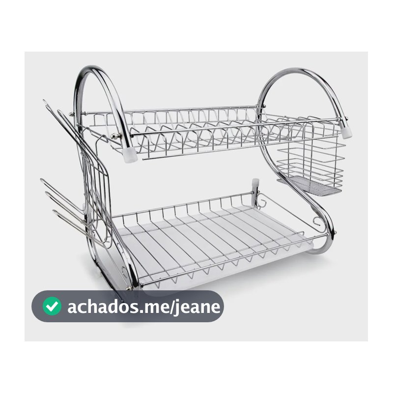 Escorredor De Louça Pratos Talheres Inox Cozinha Duplo  Prateado