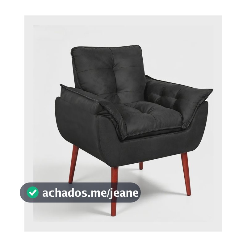 Poltrona Decorativa Para Sala Quarto Recepção Opala Preto