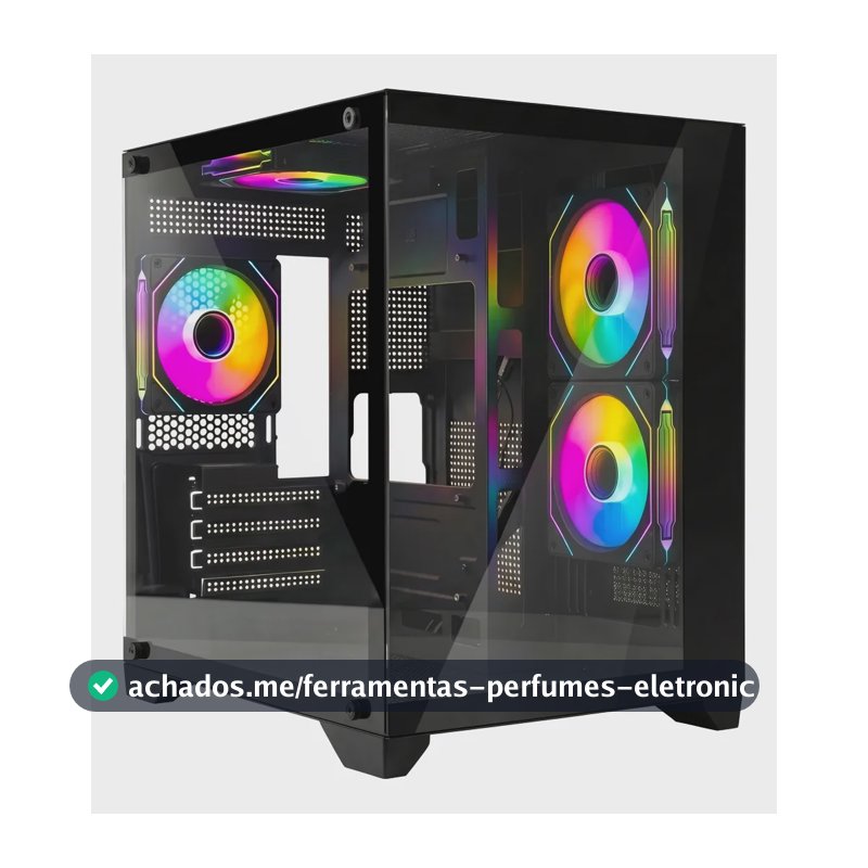Gabinete Gamer Mrpc Aquario Para Pc 4 Coolers Fans Led Rgb Preto