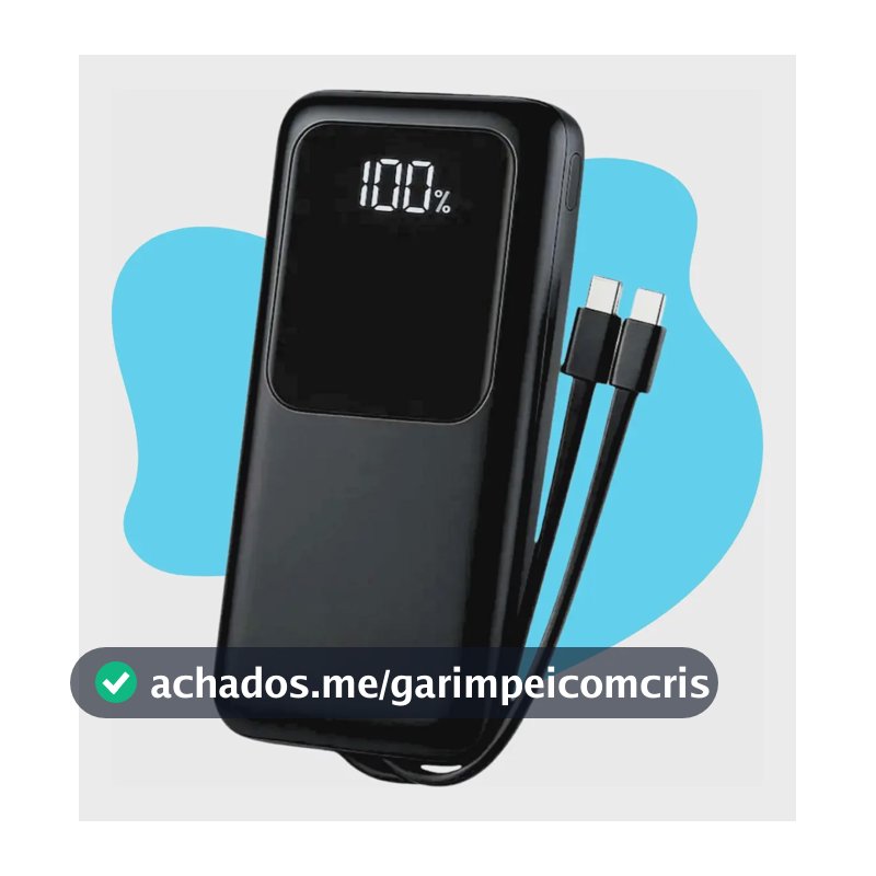 Carregador Portátil 20000 Turbo 22.5w Power Bank Premium Universal Rápido Voo Transporte Aéreo Para Samsung iPhone Xiaomi Motorola Celular Smartwatch Tablet Casenn Preto
