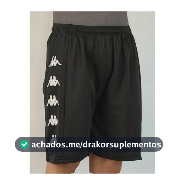 Bermuda Kappa Long Pocket S/ Bolso Academia Caminhada Preto P