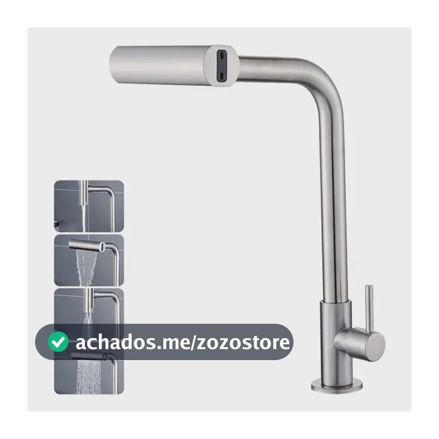 Torneira Cozinha Bancada Inox 304 Água Fria Bica Alta Gourmet 4 Modos De Água Estilo Cascata Torneira Pia Cozinha Moderna, Torneira Flexivel, Torneira De Cozinha Premium Para Cuba