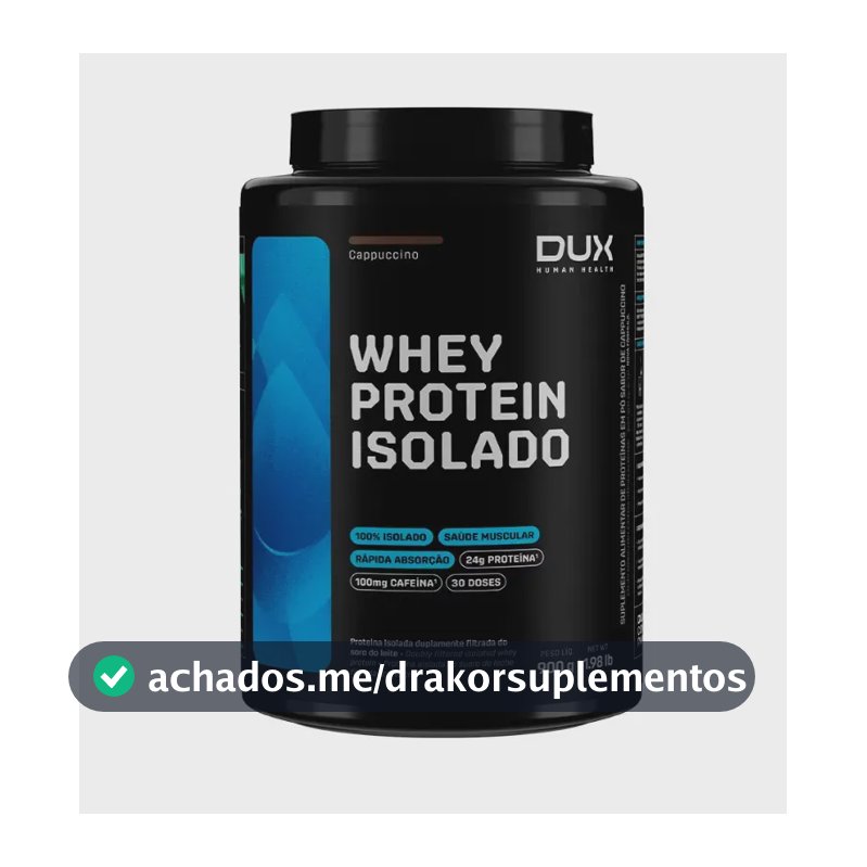 Whey Protein Isolado Dux Nutrition - Pote 900g Sabor Cappuccino