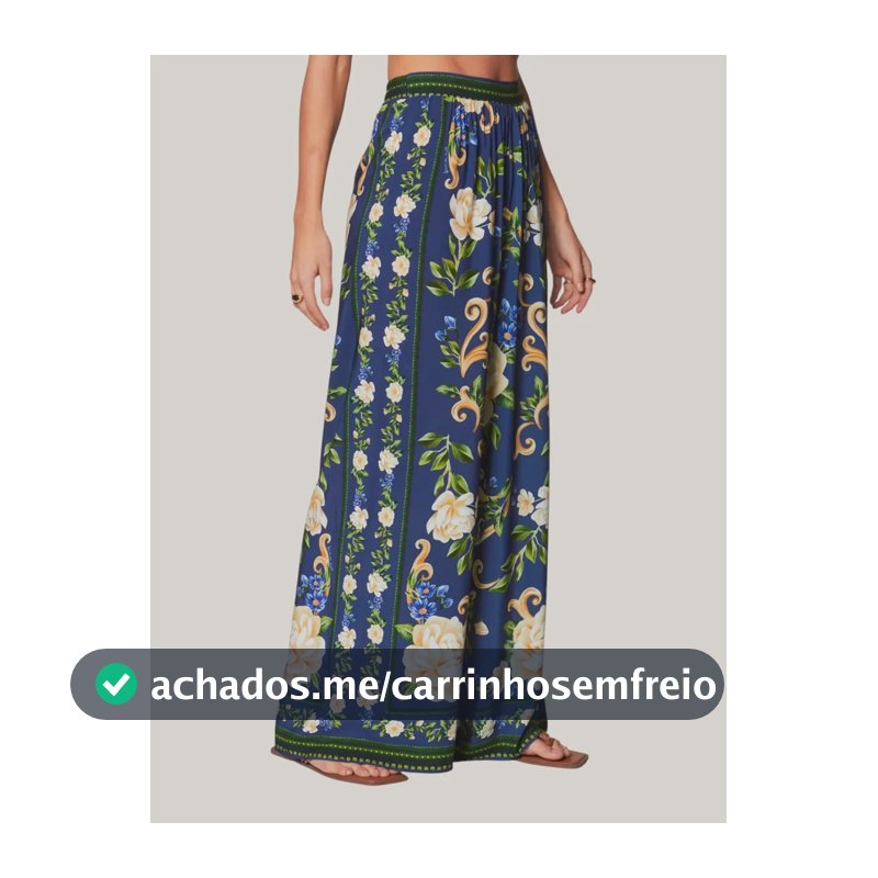 Farm Feminino Calca Pantalona Flor Celeste E Flor Celeste_az Lual Florido P