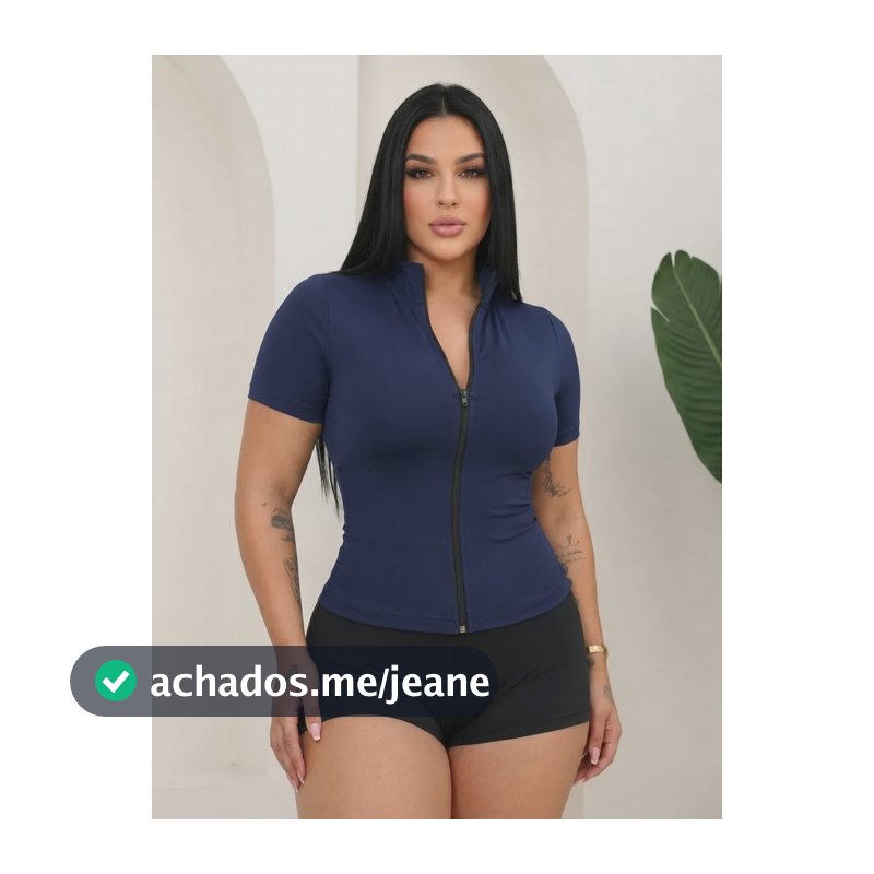 Jaqueta Fitness Feminina Manga Curta Com Zíper Suplex Fit Azul-marinho G