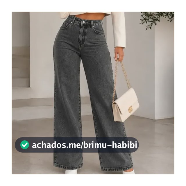 Calça Jeans Pantalona Wide Leg Feminina Cintura Alta Larga
