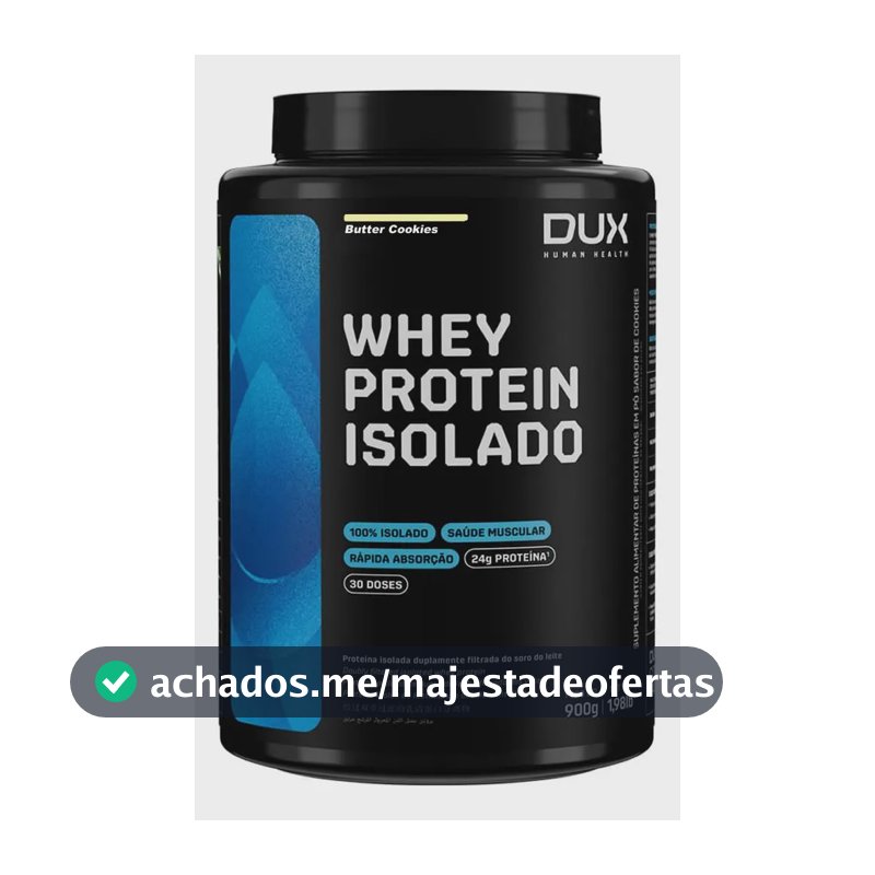 Dux Human Healt Whey Protein Isolado Pote Sabor Neutro 900g Butter Cookies