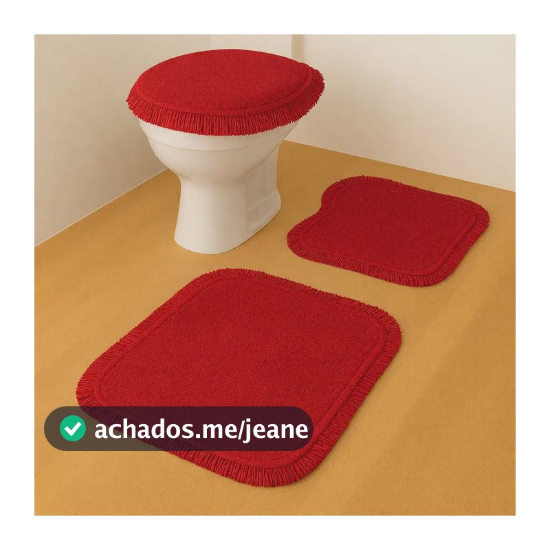 Jogo De Tapetes Para Banheiro 3 Peças Decoração Cor Vermelho