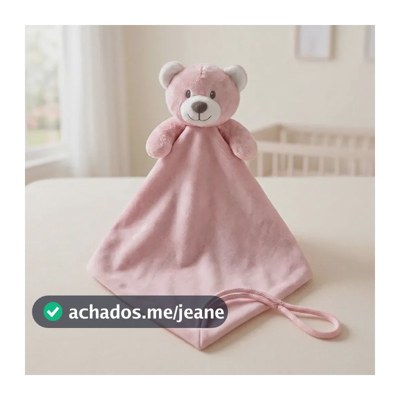 Naninha Para Bebê Macia Antialérgica Ursinho Cabeça Poá Rosa Claro Menina E Menino Algodão Poliéster 30cm Lenço 35x35cm A Partir De 3 Meses Estimula Sentidos Presente Enxoval Quarto
