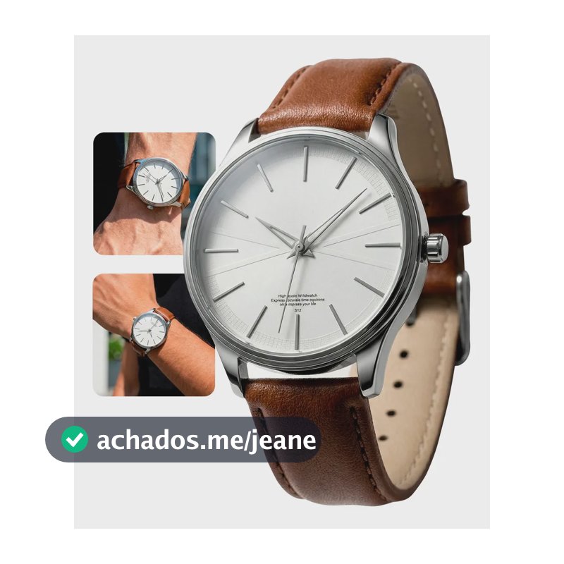 Relógio Masculino Clássico Prova D´água Pulseira de Couro Marrom De Luxo Casual Social Prateado Branco Vintage Minimalista
