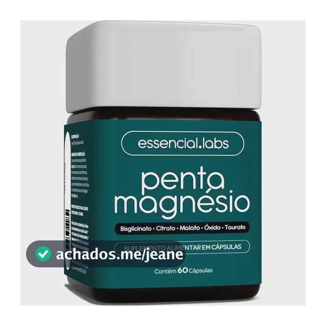 PENTA MAGNÉSIO - Bisglicinato + Dimalato + Citrato + Taurato + Óxido de Magnésio - A Combinação Perfeita de 5 Magnésios com Máxima Pureza e Biodisponibilidade - 60 Cápsulas