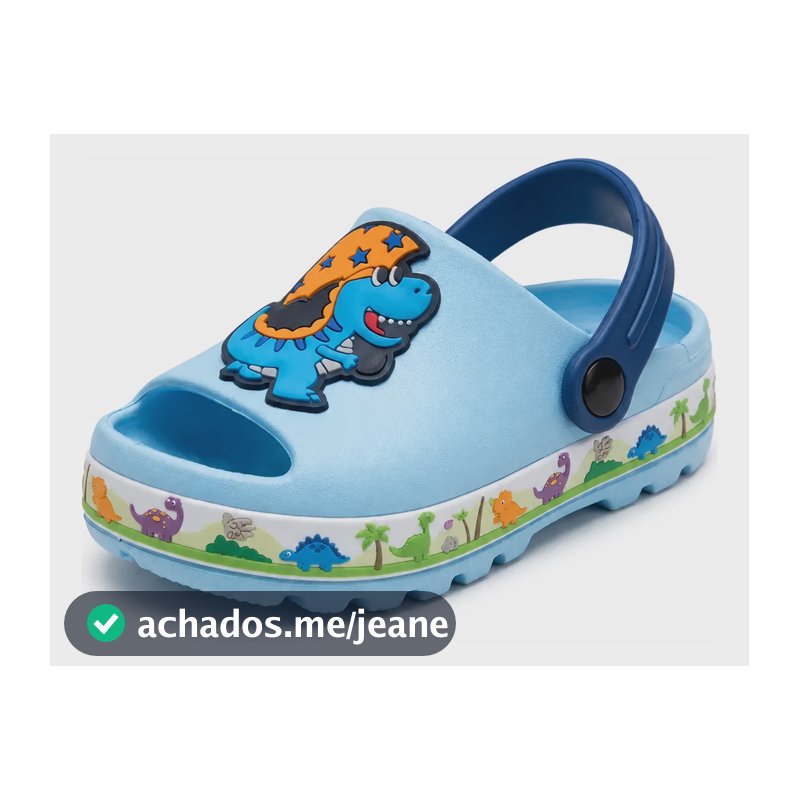 Sandália Papete Infantil Menino Escolar Leve Anatômica Pin Azul-celeste Guarda-chuva 19-20