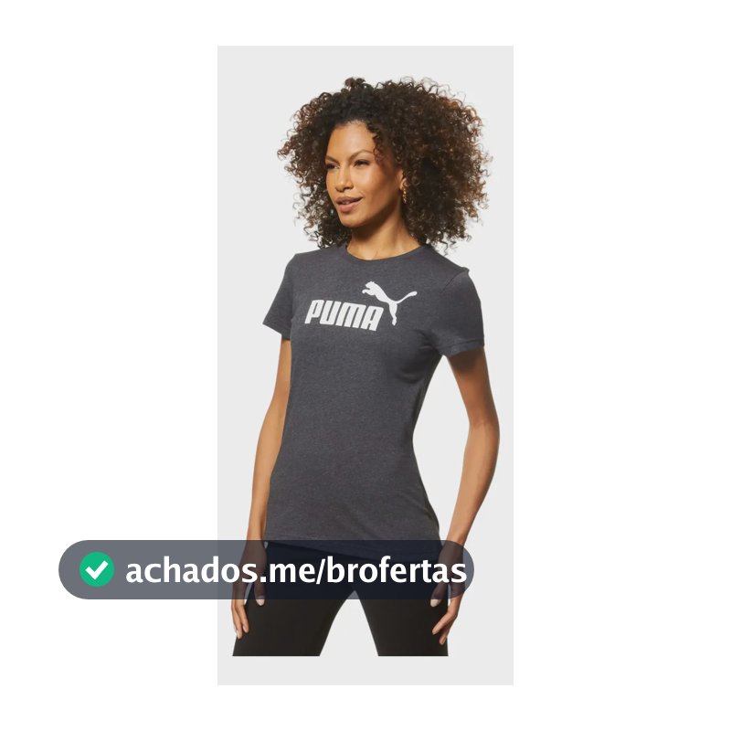 Camiseta Feminina Ess No. 1 Logo Puma Cinza-escuro Geométrico M