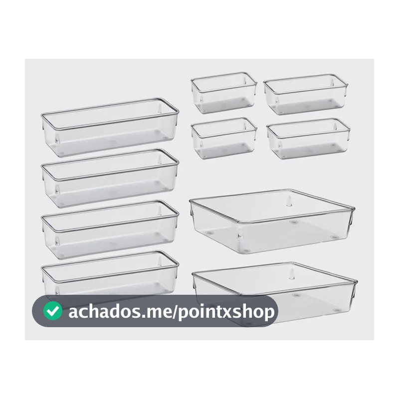 Kit 10 Organizador Multiuso Modular Gaveta Acrilico Rebirth Cor Cristal