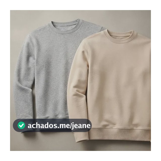 Kit 2 Blusa Moletom Masculino Gola Careca Algodão Premium