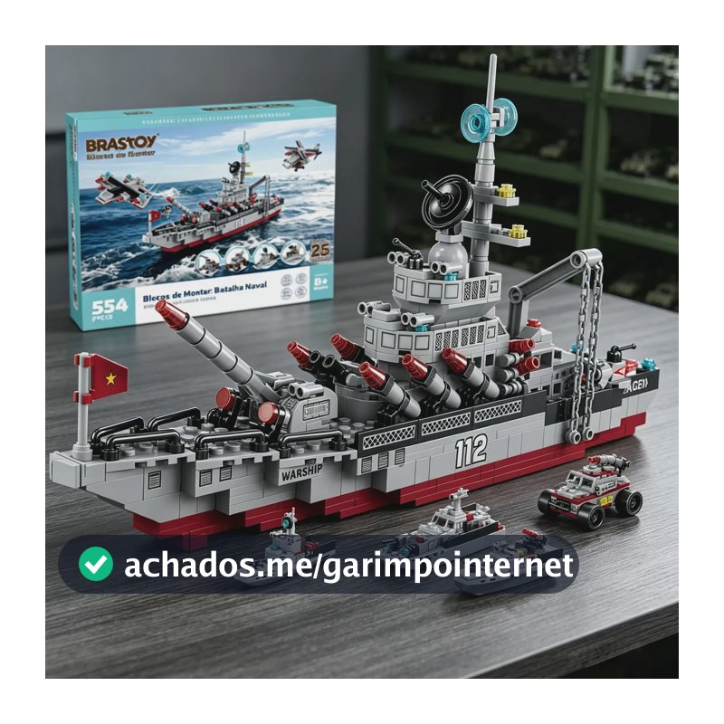 Brastoy Blocos De Montar Navio de Guerra 8 em 1, 554 Peças Brinquedo Educativo Criança Presente