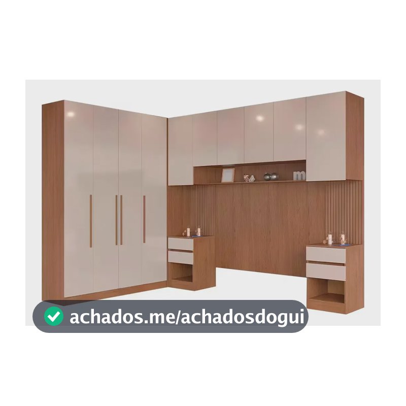 Guarda-roupa Modulado Casal Lugano 10 Portas 6 Gavetas Avelã/cappuccino