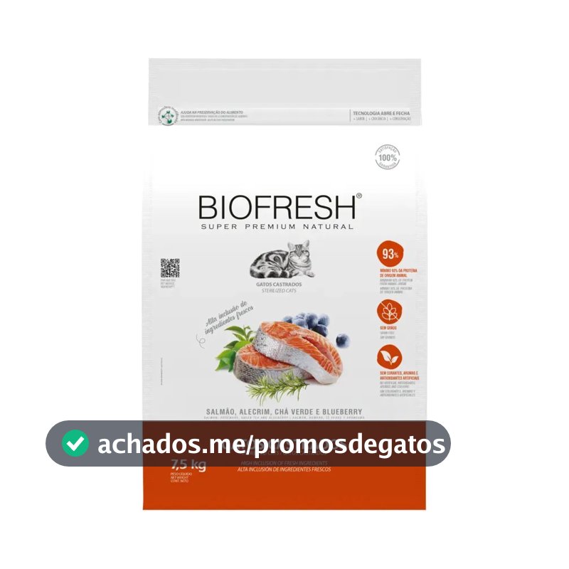 Ração Biofresh Super Premium Gato Castrado Adulto Sabor Salmão 7,5kg