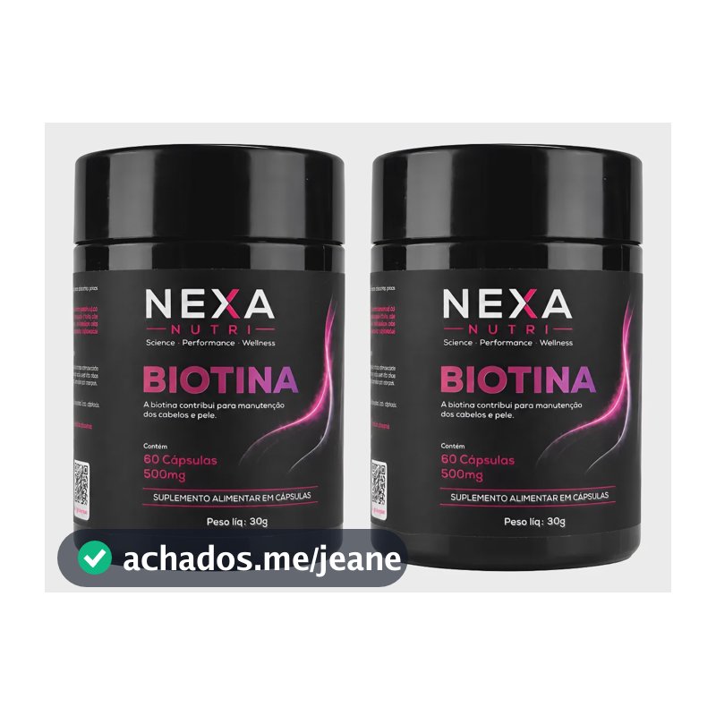 Kit 2x Biotina Nexanutri Ácido Hialurônico 120 Cápsulas Sem Sabor