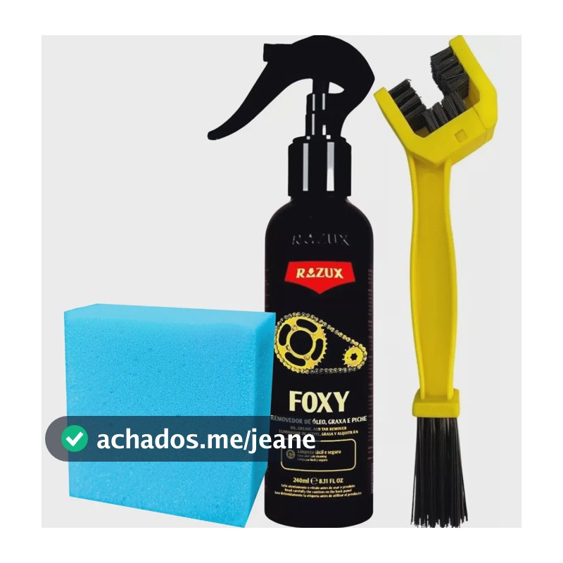 Foxy Remove Óleo Graxa Limpa Corrente Razux 240ml + Escova Todas As Cores