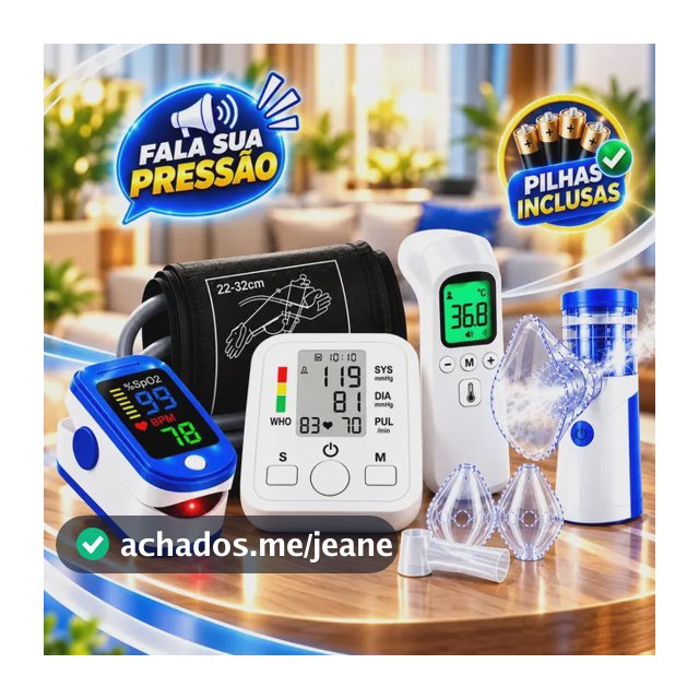 Kit Saude Nebolizador Termometro Oximetro Medidor De Pressão Branco 127/220v