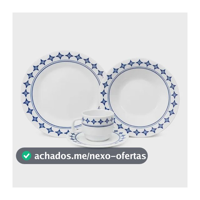 Aparelho Jantar 16 Pçs Prato Xicaras Pires Prato Fundo Azul Florido