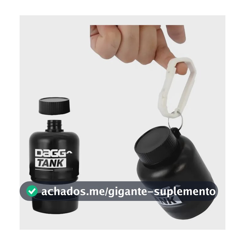 Porta Suplemento Chaveiro Whey Protein Pote Estojo Dagg Preto