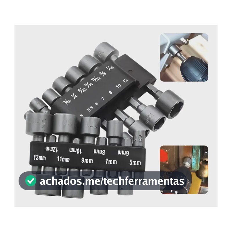Kit 23 Soquete Canhão Sextavado Chave Bits P/ Parafusadeira