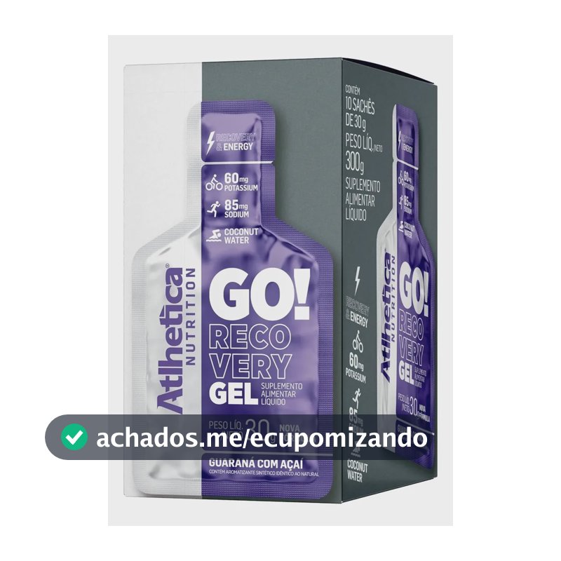 Gel Go! Recovery Gel Energético Sabor Açaí Com Guaraná 10 Un de 30g - Atlhetica Nutrition