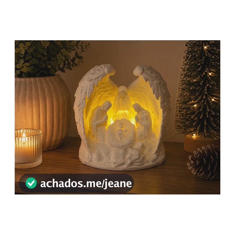 Presépio Pascoa Natalino Iluminação Anjo Sagrada Família