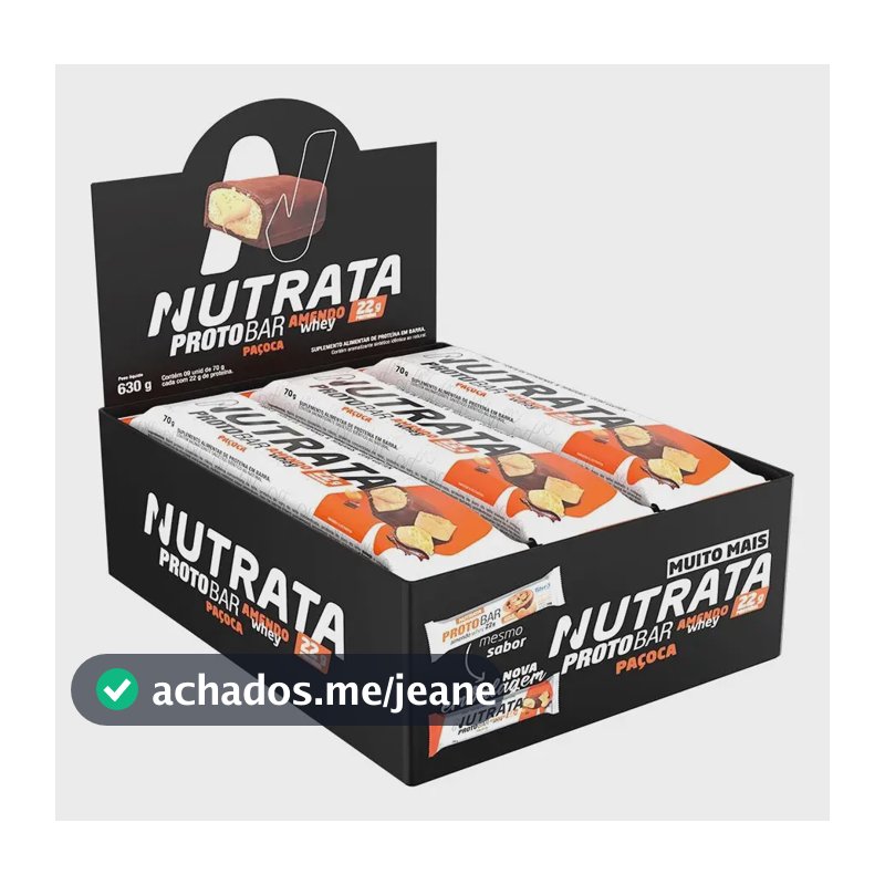 Proto Bar Amendo Whey 9 Uni Sabor Paçoca Nutrata